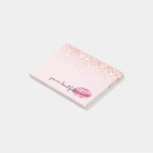 Glam Pink Kiss Lips Blush Glitter Post-it® Notes (Schuin)
