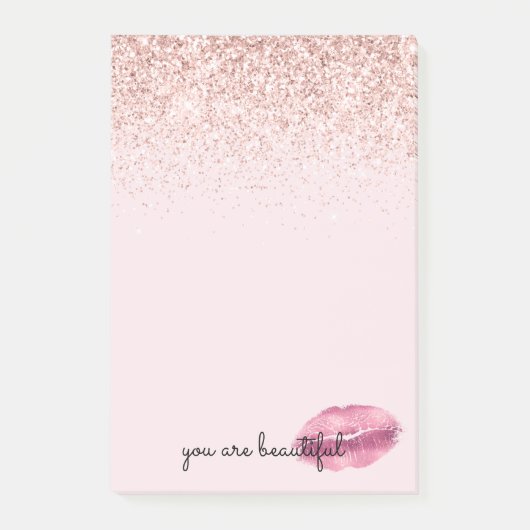 Glam Pink Kiss Lips Blush Glitter    Post-it® Notes (Voorkant)