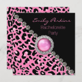 Glam Pink Leopard Bachelorette Party Invitation (Devant / Derrière)
