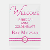 Glam Pink Modern Chic Bat mitzvah Bienvenue (Recto)