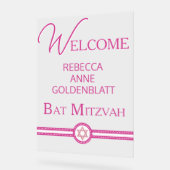 Glam Pink Modern Chic Bat mitzvah Bienvenue (Angle)