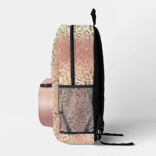 Glam Pink Ombre Gold Leopard Pattern - Gepersonali Bedrukte Rugzak (Rechts)