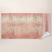 Glam Pink Ombre Gold Leopard Pattern - Gepersonali Strandlaken (Voorkant)