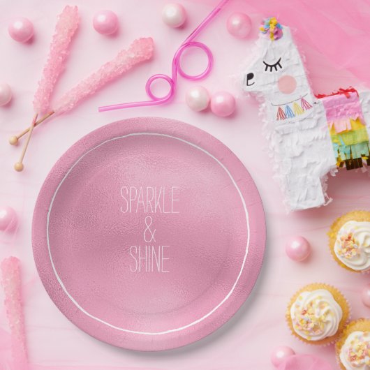 Glam Pink Ombre Papieren Bordje (Feest)