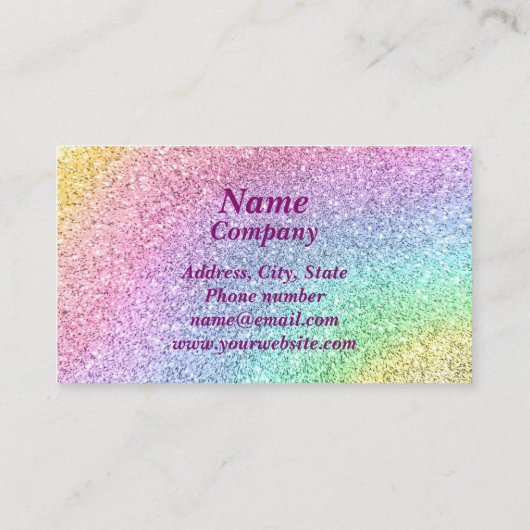 Glam Pink Paars Blue Glitter Sparkle Monogram Visitekaartje (Achterkant)