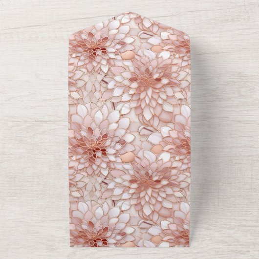 Glam Pink Rose Roze Wit Bloemen All In One Uitnodiging (Buitenkant)