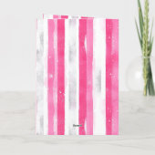 Glam Pink White Christmas Tree Stripes Kaart (Achterkant)