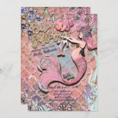 Glam Prego Mermaid Gold Glitter Baby shower Kaart (Voorkant / Achterkant)