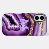 Glam Purple Agate Geode iPhone 16 Tough Coque (Verso (horizontal))