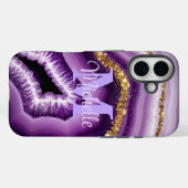 Glam Purple Agate Geode iPhone 16 Tough Coque (Verso (horizontal))