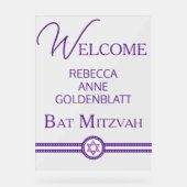 Glam Purple Modern Chic Bat mitzvah Bienvenue (Recto)