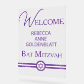 Glam Purple Modern Chic Bat mitzvah Bienvenue (Angle)