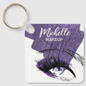 Glam Purple Sparkly Glittery Eye Makeup Artist Sleutelhanger (Voorkant)