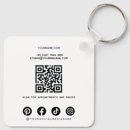 Glam Purple Sparkly Glittery Eye Makeup Artist Sleutelhanger (Achterkant)