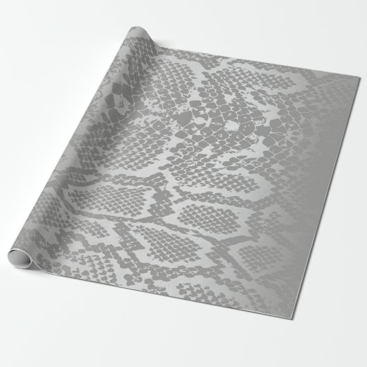 Glam Python Snake Safari Skin Silver Grey Cadeaupapier (Uitgerold)
