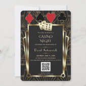 Glam QR-code Las Vegas Casino Night Afstudeerfeest Kaart (Voorkant)