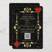 Glam QR Code Vegas Casino Night Kerstvakantie Kaart (Voorkant / Achterkant)