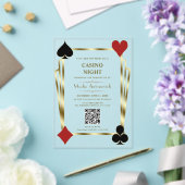 Glam QR Code Vegas Casino Night Man Afstuderen Acryl Uitnodigingen (Insitu (Huwelijk))