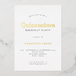 Glam Quinceañera Birthday Party Real Folie Uitnodiging