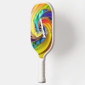 Glam Rainbow Abstract Pinrad Monogram Pickleball Paddle (Links)