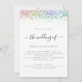 Glam Rainbow Glitter QR code Weddenschap Kaart (Voorkant)