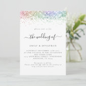Glam Rainbow Glitter QR code Weddenschap Kaart (Staand voorkant)