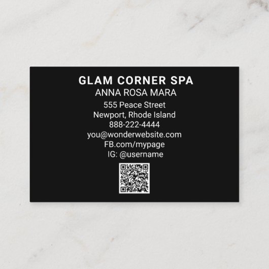 *~* Glam Rainbow QR Glitter Glitz Luxury Beauty Visitekaartje (Achterkant)