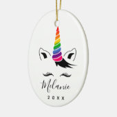 Glam Rainbow Unicorn Keramisch Ornament (Links)