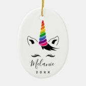 Glam Rainbow Unicorn Keramisch Ornament (Voorkant)