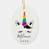 Glam Rainbow Unicorn Keramisch Ornament (Achterkant)