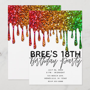 Glam Rasta Regenboog Glitter Druppels Verjaardagsf Kaart