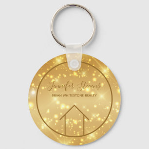 Glam Realtor Chic Custom Real Estate Gold Sparkle Sleutelhanger