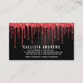 Glam Red Black Metallic Glitter Drips Make-up Visitekaartje (Achterkant)