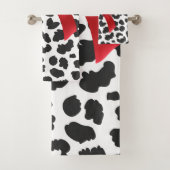 Glam Red Bow-White leopard Print Black Bad Handdoek (Insitu)