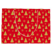 Glam Red en Gold kerstboomstructuur Groot Cadeauzakje (Achterkant)