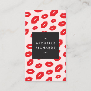 Glam Red en Pink Lip Print voor Make-up Artiesten Visitekaartje