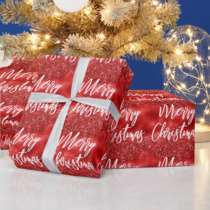 Glam Red Folie Glitter Kerstmis Calligrafie Cadeaupapier