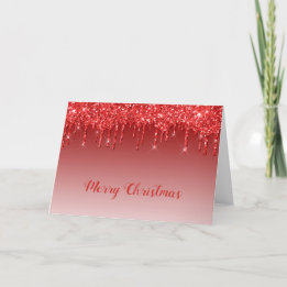Glam Red Glitter bestuurt Kerstmis Feestdagen Kaart