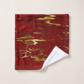 Glam Red Gold Faux Marmer Bad Handdoek (Wasdoekje)
