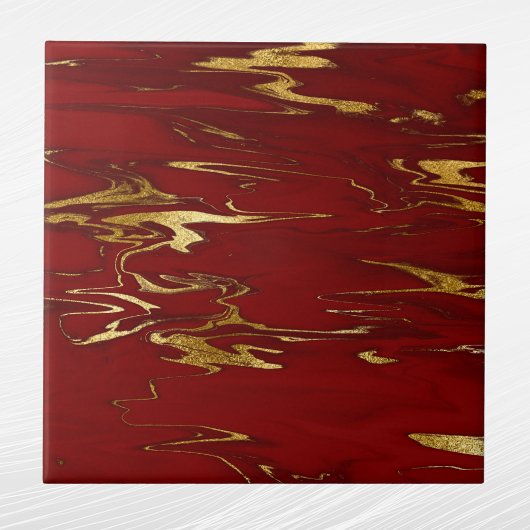 Glam Red Gold Faux marmer kerst Tegeltje