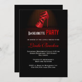 Glam Red High Heel Shoe Bachelorette Invitation (Devant / Derrière)