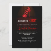 Glam Red High Hiel Shoe Bachelorette Invitation Kaart (Voorkant)