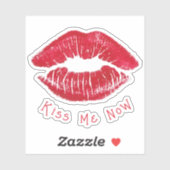 Glam Red Lips "Kiss Me Now" Vinyl Sticker (Vel)