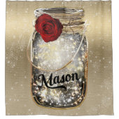 Glam Red Rose Mason Jar Douchegordijn (Voorkant)