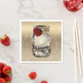 Glam Red Rose Mason Jar Servet (Insitu)