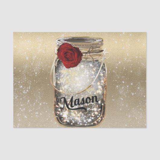 Glam Red Rose Mason Jar Tissuepapier (Voorkant)
