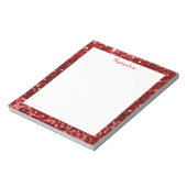 Glam Red Sequin Glitter Sparkle Border personalise Notitieblok (Gedraaid)