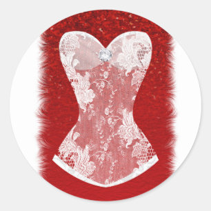 Glam Red & White Kerst lingerie feestfavoriet Ronde Sticker