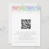 Glam Regenboog Glitter QR-code Trouwen Kaart (Achterkant)