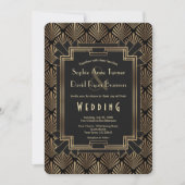 Glam Roaring 20 Gold Black Great Gatsby Wedding Kaart (Voorkant)